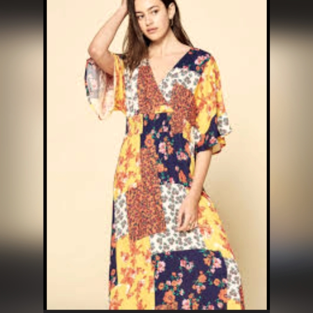 Floral Patchwork Maxi Dress by designer Oddy size 2XL